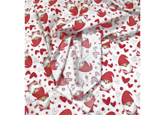 Tissus en coton de Noël au mètre, motif Saint Nikolas sur blanche, 160 cm