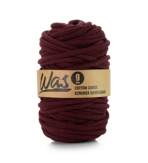 Bavlnená šnúra 9 mm, 50 m, farba burgundová 180