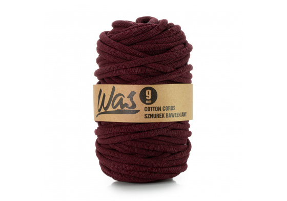 Bavlněná šňůra  9mm, 50m, burgund 180