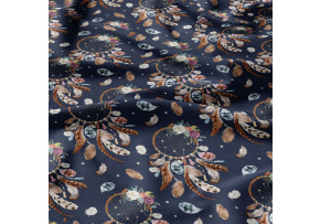 Bavlnená látka, orientálny  vzor, modrý podklad, metráž 160 cm      