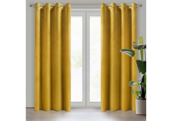 Jednobarevné závěs s průchodkami HORČICE 140x250 cm