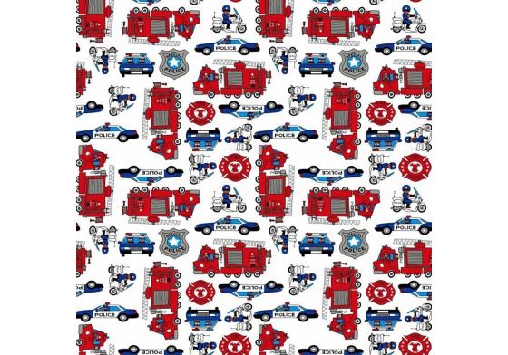 Bavlnená látka vzor polícia, farba biela, metráž 160 cm 