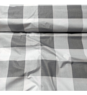 Bavlnená látka, vzor kocka šedá 8 cm mix, metráž 150 cm     