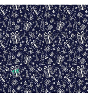 Vianočný vzor bavlnenej látky Vianoce na granátovom, metráž 160 cm