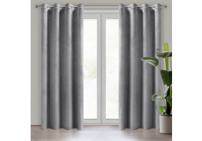 Dekorační velurový závěs s průchodkami ŠEDÁ 140x250 cm Dekorační velurový závěs s průchodkami ŠEDÁ 140x250 cm