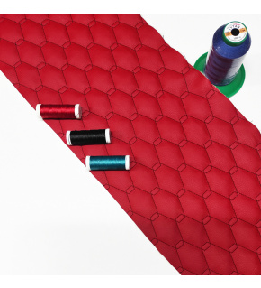 Ekokoža prešívaná, farba červená čierna, metráž 145 cm