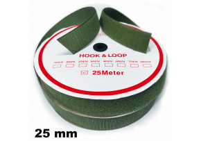 Pásik so suchým zipsom, set háčika a slučky, farba khaki 25 mm, balenie 25 m