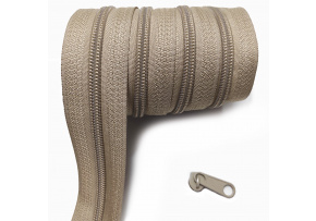 Zips špirálový, farba béžová 5 mm, metráž