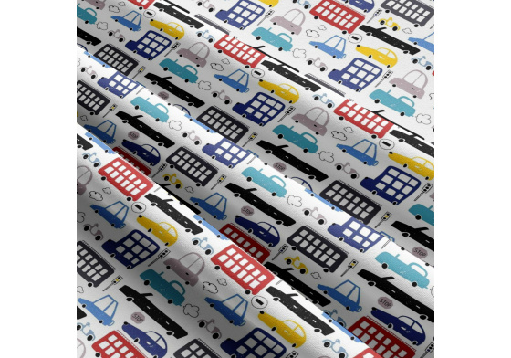 Bavlnená látka vzor autíčka červené modern, metráž 160 cm 