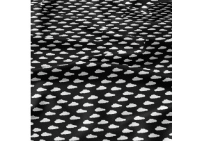 Bavlnená látka vzor mrak mini biely na čiernom, metráž 160 cm 