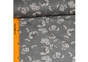Dekorační dětská bavlněná látka vzor kytičky bílé na šedém