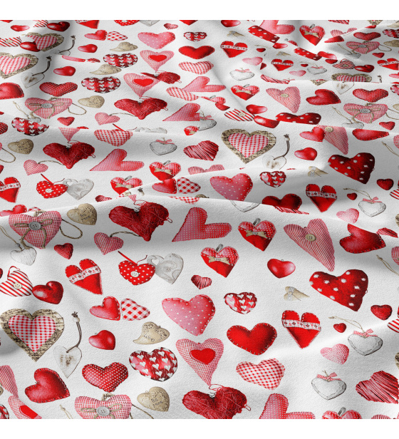 Bavlnená látka vzor srdiečka multi pink, metráž 160 cm  