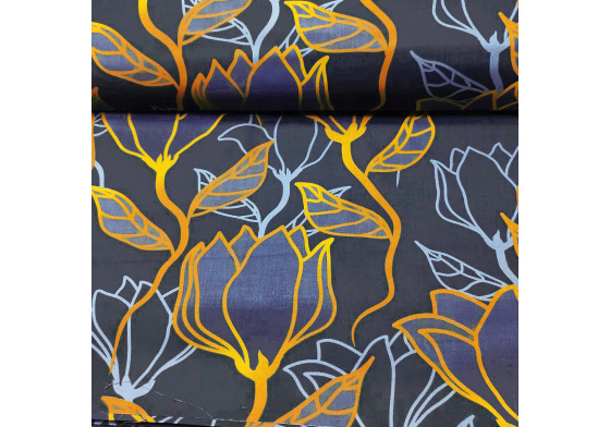 Bavlněná látka Kytíčky Hi-tech na granátovém