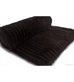 Dekoračná látka Minky prúžky farba čierna 