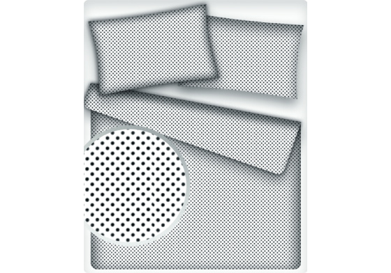 Dětské bavlněné látky vzor Puntík 4 mm černý bílý poklad, metráž