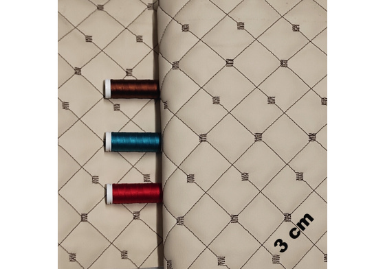 Ekokůže MIX 3x3 cm barva béžová prošívaná hnědými nitěmi  1,8 m x 0,65 m