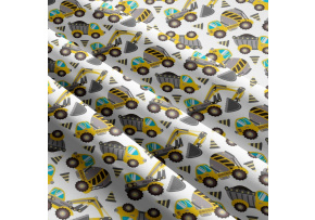 Bavlnená látka vzor stavebné stroje, farba šedá, metráž 160 cm Bavlnená látka vzor stavebné stroje, farba šedá, metráž 160 cm