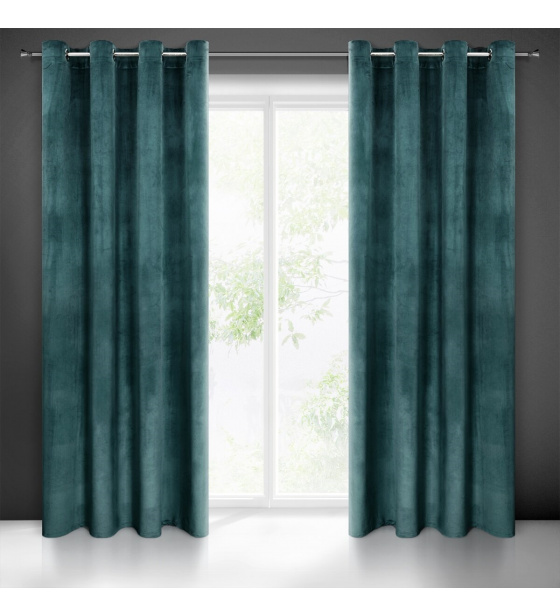 Jednobarevné závěs s průchodkami PETROL 140x250 cm