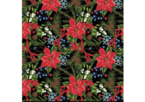 Vianočný vzor bavlnenej látky Vianoce 21 na tmavozelenej, metráž 160 cm