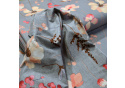 Tissu coton au métre imprimé Fleurs sur Gris