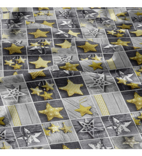 Vianočný vzor bavlnenej látky Vianoce 48, farba žltá, metráž 160 cm