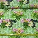 Tkanina bawełniana wzór papuga z ananasem na zielonym tle-0017-2