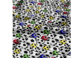 Bavlnená látka vzor football multi, farba biela, metráž 160 cm 