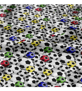 Bavlnená látka vzor football multi, farba biela, metráž 160 cm 