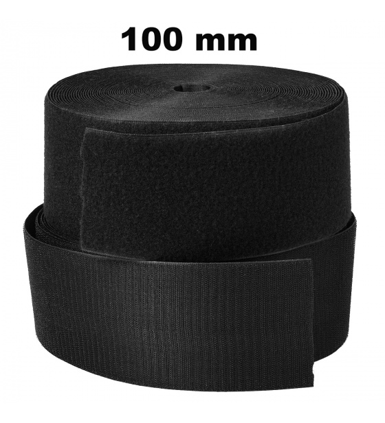 Pásek na suchý zip našívací Háček a Smyčka set, barva Černá 100 mm x 25 bm