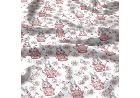 Bavlnená látka, vzor Králik na bielom podklade, metráž 160 cm Bavlnená látka, vzor Králik na bielom podklade, metráž 160 cm