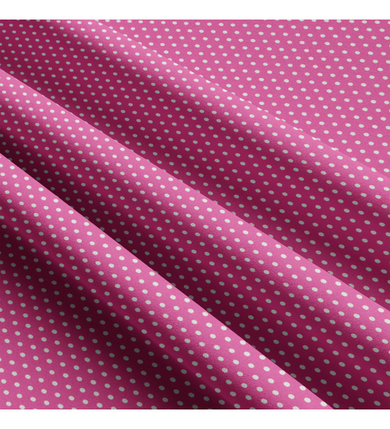 Bavlnená látka, vzor 3 mm biela bodka na amarantovom podklade, metráž 160 cm       