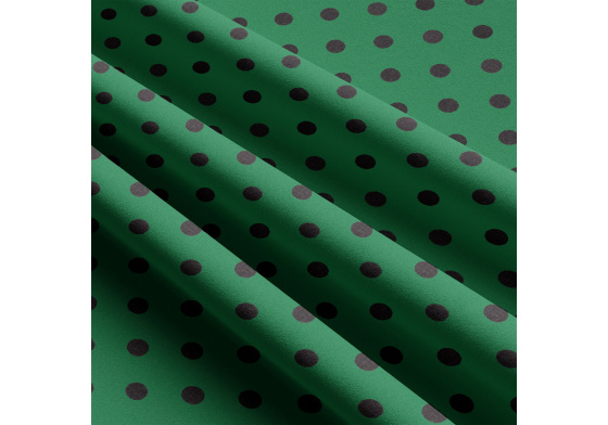 Bavlnená látka, vzor Černá Bodka na Zelenom podklade 10 mm, metráž 160 cm