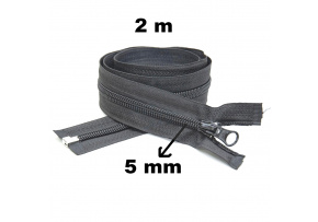 Zips špirálový, farba grafitová 5 mm, dĺžka 200 cm
