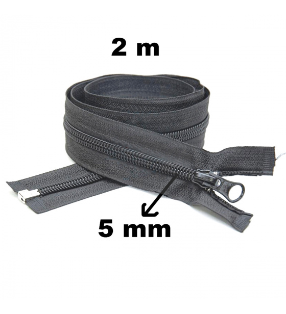 Zips špirálový, farba grafitová 5 mm, dĺžka 200 cm