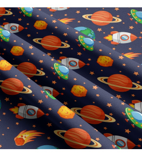 Bavlnená látka vzor kosmos, Granátový podklad, metráž 160 cm