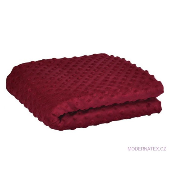 Látka Minky 380 mikroplyš vzor bodky, farba vínová