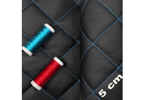 Ekokoža prešívaná, farba čierno-tyrkysová, metráž 145 cm