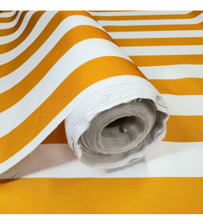 Látka do exteriéru na zahradné lehátka a húpacie siete, farba bielo-žltá, prúžok 5 cm