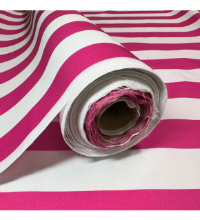 Látka do exteriéru na zahradné lehátka a húpacie siete, farba bielo-amarantová, prúžok 5 cm