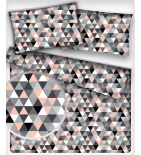 Bavlnená dekoračná látka vzor ružové trojuholníky 2 cm, metráž 160 cm