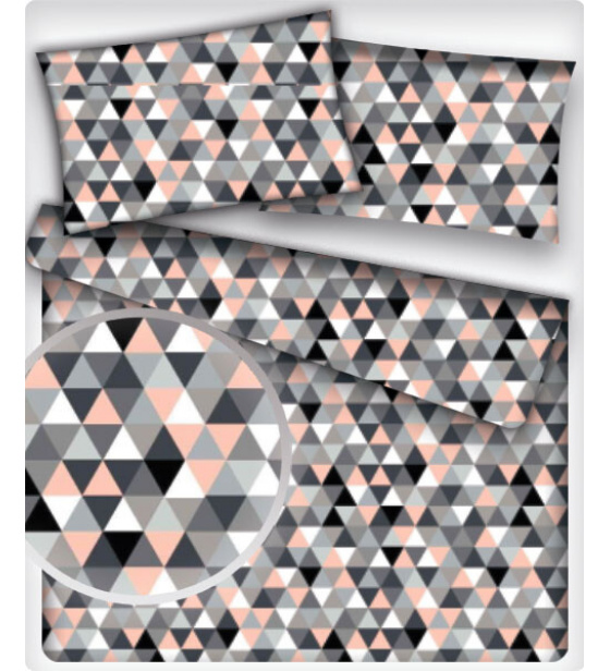 Bavlnená dekoračná látka vzor ružové trojuholníky 2 cm, metráž 160 cm