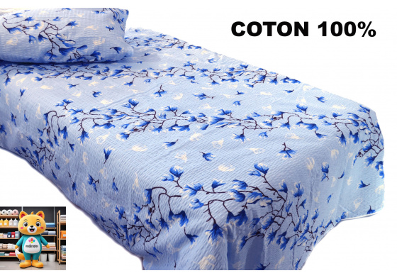 Krepové povlečení na zip, barva Modrá, 140x200 cm