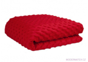 Látka Minky 380 mikroplyš vzor bodky, farba červená
