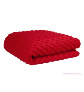 Látka Minky 380 mikroplyš vzor bodky, farba červená