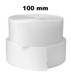 Pásik na suchý zips našívací, set háčika a slučky, farba biela 100 mm x 25 bm