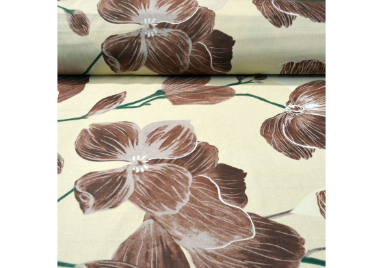 Bavlnená látka vzor kvetiny na žltém podklade, metráž 160 cm  