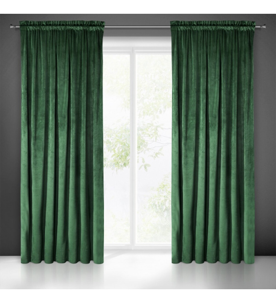 Jednobarevné Závěs s řasící páskou TM ZELENÝ 140x250 cm