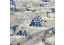 Christmas cotton fabric, by the meter, width 160 cm, Blue Elves on Gray