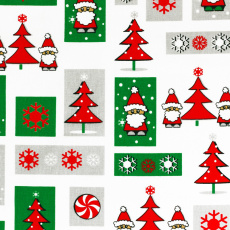 Vianočný vzor bavlnenej látky červeno-zelený, metráž 160 cm 