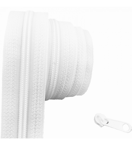 Zip spirálový bílý 5 mm metráž 
